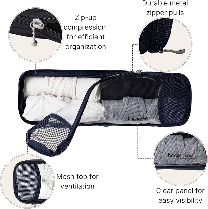 Baggallini Long Compression Cube - Lightweight Compression Packing Cube for Travel