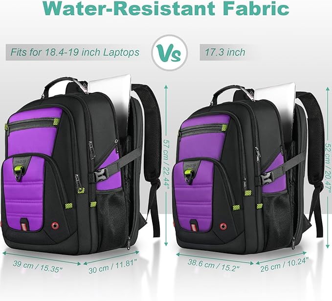 Z-MGKISS 52L Travel Backpack for Women, Large Waterproof Anti-Theft Backpack 17.3 Inch with USB Port, TSA-Approved Daypack, Gifts for Women Teacher Business College, Purple