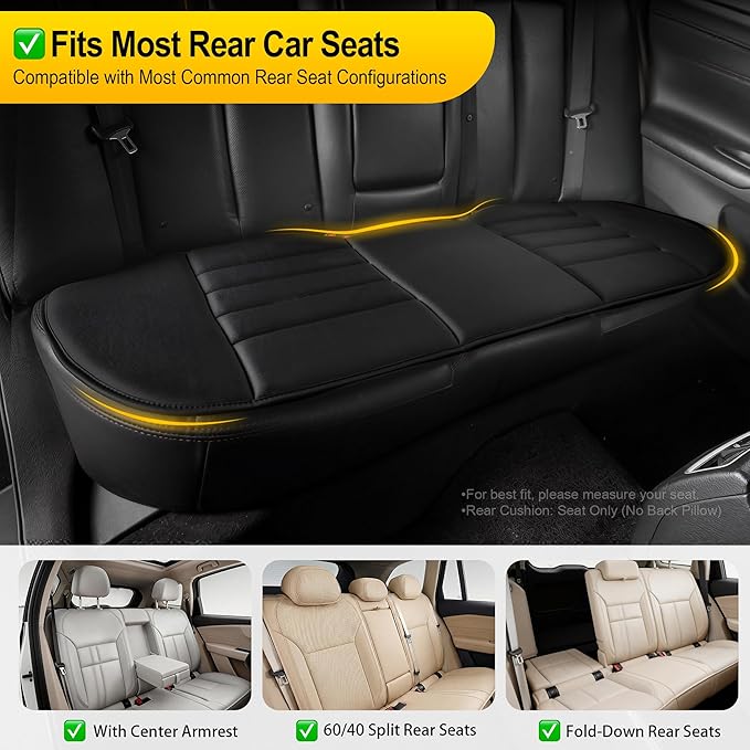 kingphenix 5-Piece Memory Foam Car Seat Cushion Set with Full Back Support Pillow, Comfort for Long Drives & Road Trips, Universal Automotive Comfort for Most Car, Van, Truck, SUV, Black