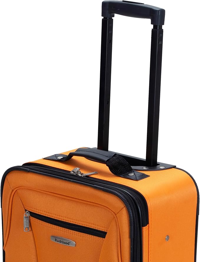 Rockland Fashion Softside Upright Luggage Set,Expandable, Orange, 2-Piece (14/19)