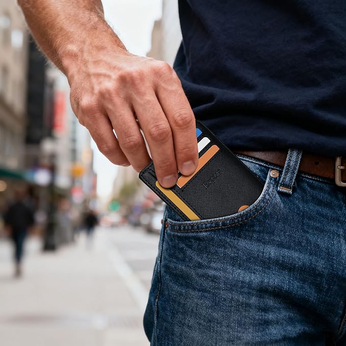 Espera Slim Minimalist Front Pocket Wallet for Men, RFID Blocking Credit Card Holder, Thin Travel ID Card Case, Gifts for Men