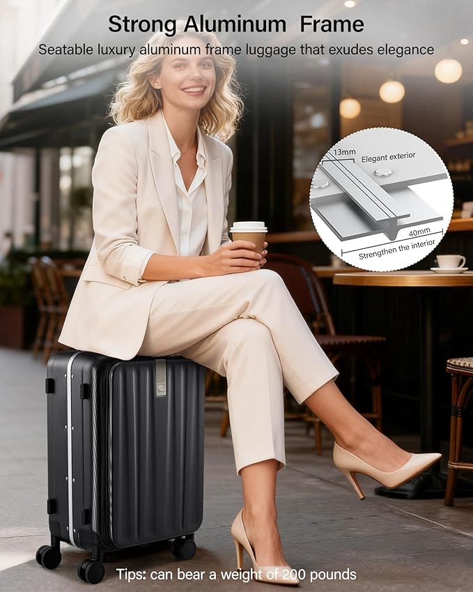 Hanke 16 inch Underseat Carry On Suitcases with Wheels,Lightweight Hard Shell Carry on Luggage with Wheels for Weekender,Top Opening Small Suitcase,Travel Luggage for Womem Men,Jet Black.