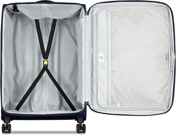 DELSEY PARIS Cruise 3.0 Softside Expandable Luggage with Spinner Wheels, Deep Sea Navy, Checked-Large 28 Inch