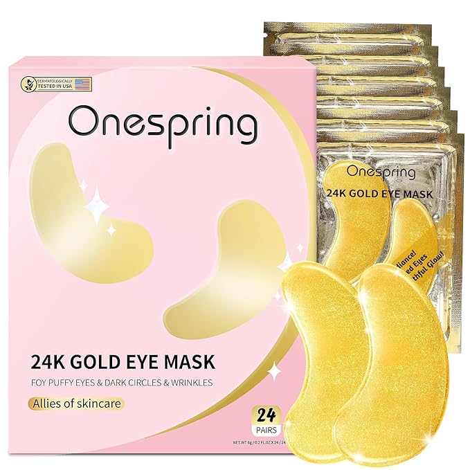 Under Eye Patches (24 Pairs) - Bridesmaid Gift, Easter Basket Stuffers - 24K Gold Under Eye Masks for Dark Circles, Puffy Eyes, Wrinkles - Rejuvenating & Revitalizing Eye Skincare Treatment