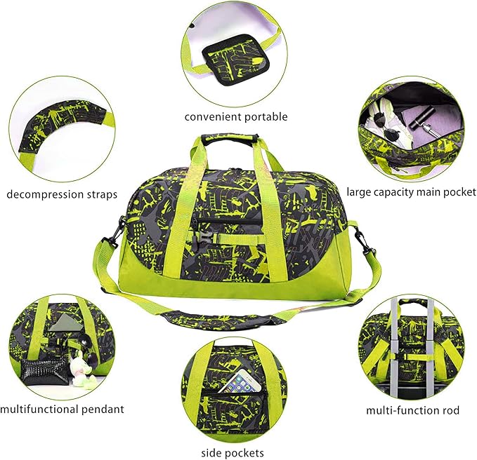 Stumdo Kids Overnighter Duffel Bags for kids, Carry-On Size & Ideal for School Practice or Overnight Travel Weekender Tote for Travel Gym Sport bag for Boys & Girls (11tyhuang)