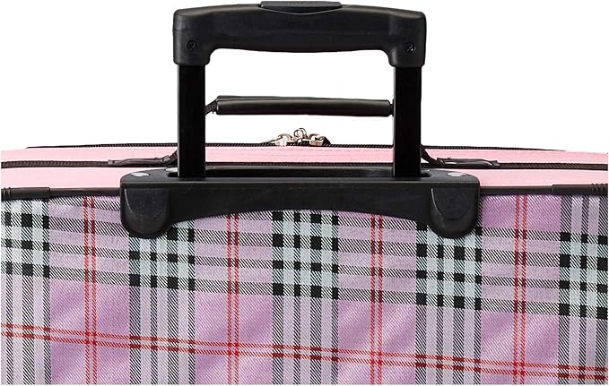 Rockland Fashion Softside Upright Luggage Set, Telescoping Handles, Pink Cross, 4-Piece (14/19/24/28)