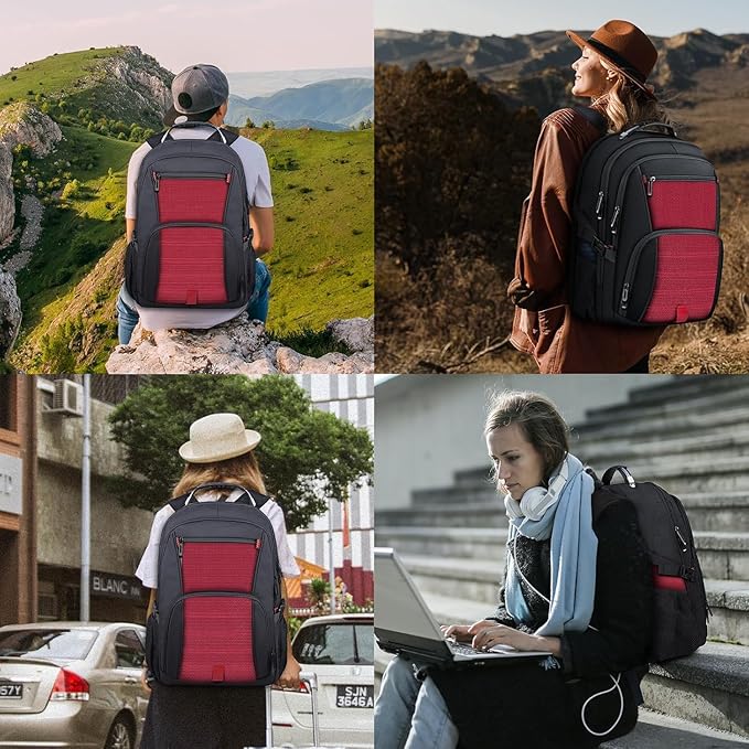 Extra Large Laptop Backpack, 18.4 Inch Laptop Backpacks for Men Women, 55L Anti Theft Water Resistant College Bussiness TSA Airline Approved Work Computer Backpack, Red