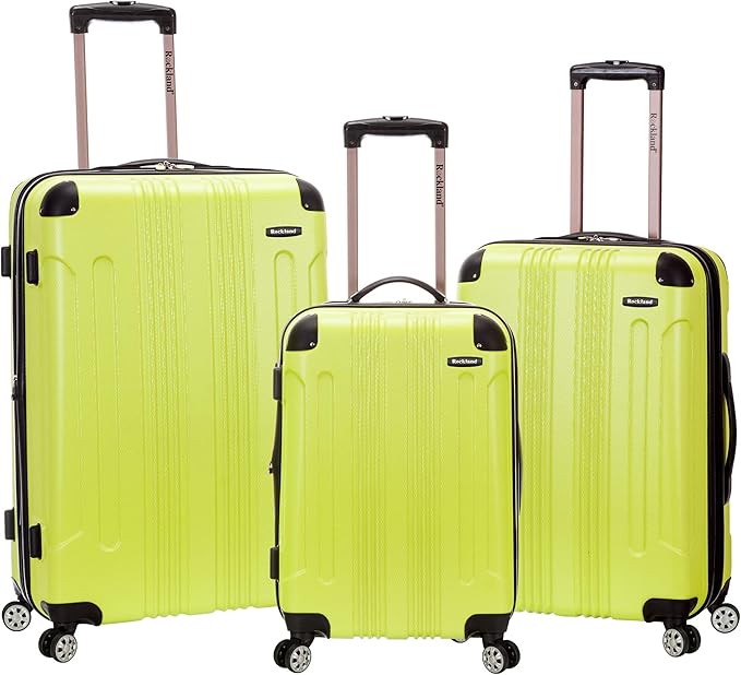 Rockland London Hardside Spinner Wheel Luggage, Lime, 3-Piece Set (20/24/28)