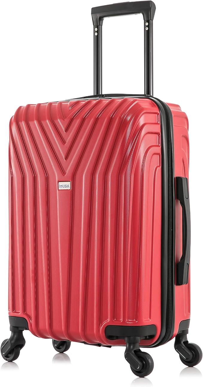 InUSA VASTY Luggage with Spinner Wheels | Durable Lightweight Hardshell Suitcase Travel Bag with Handle and Trolley 20-Inch Carry On Small Luggage | Red
