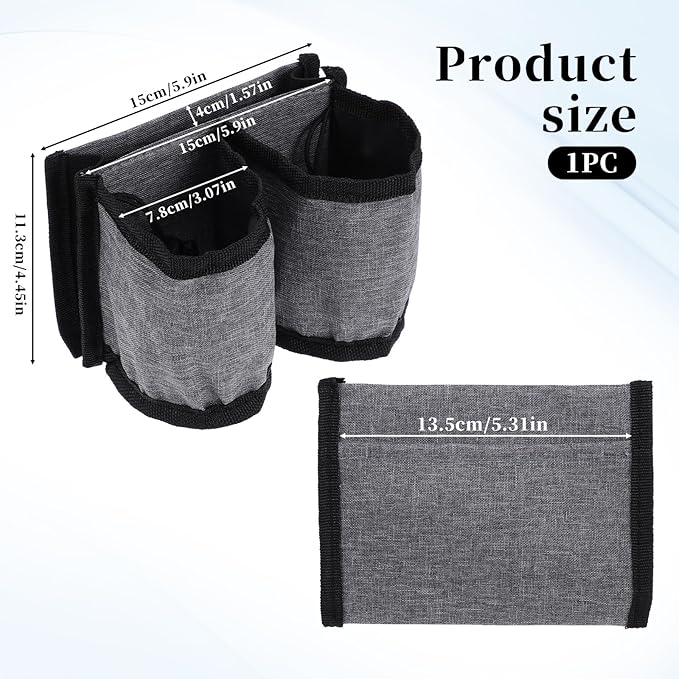 Oruola Travel Cup Holder for Luggage,Luggage Travel Cup Holder with 2 Coffee Mugs Tightening Drawstring, Luggage Cup Holder for Flying & Travelers for Flight Attendants, Business, Travelers Grey