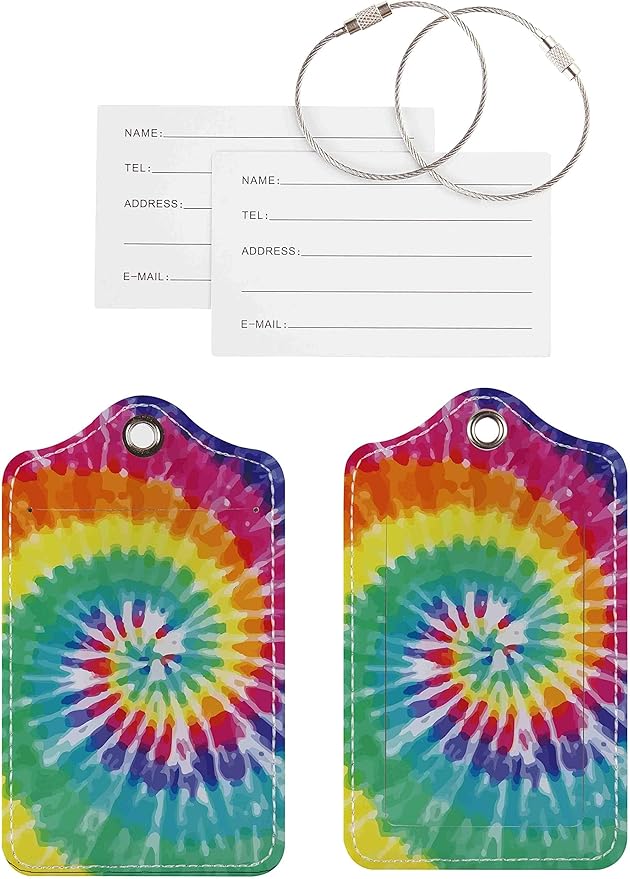Luggage Tags for Suitcases, 2 Pack Cute PU Leather Suitcase Tag Identifiers TSA Approved with Stainless Steel Loop and Address Card for Baggage Tag for Cruise Airport Travel Essentials by Chelmon