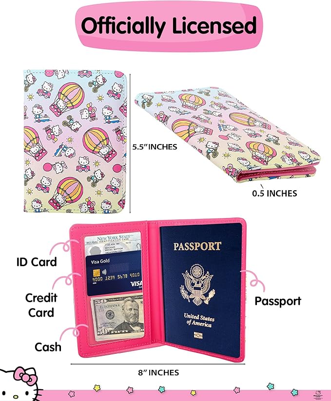Hello Kitty Passport Holder for Travel Official License, Cute Passport Cover, Sanrio Gifts