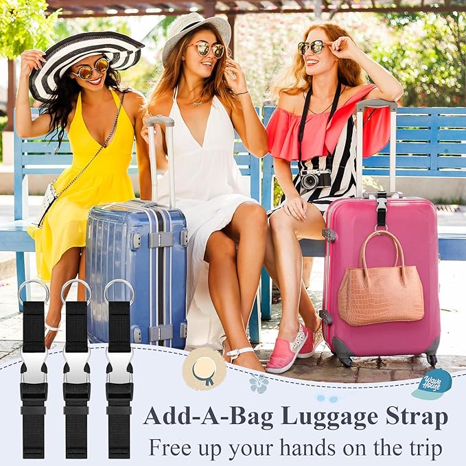 Amylove 3 Pcs Add a Bag Luggage Straps Gripper Heavy Duty Jacket Valises Strap for Travel Belt with Buckle Adjustable Baggage