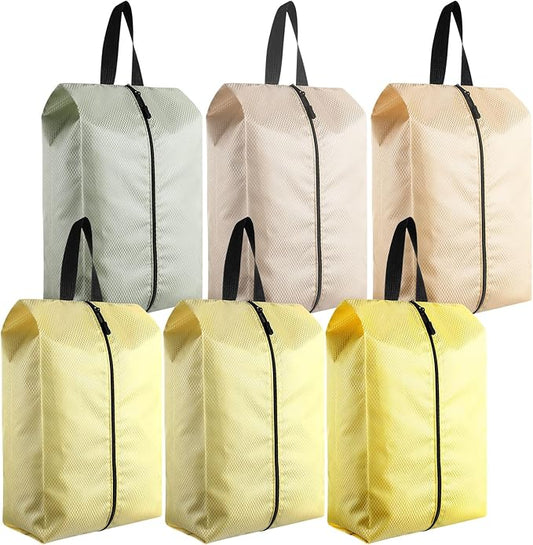 6 Pcs Travel Shoe Bags with Zipper Portable Suitcase Shoe Organizer Packing for Men Women Nylon Multicolor(L,Yellow)