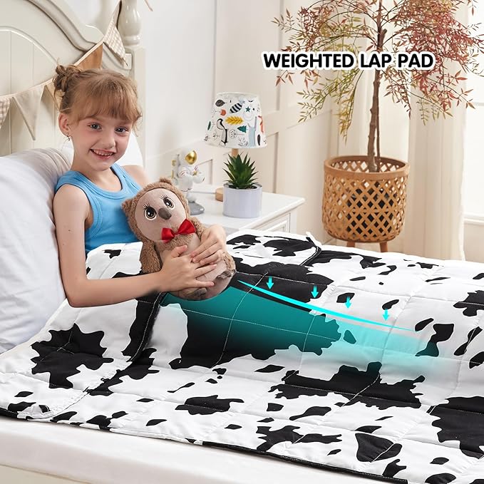 yescool Highland Cow Print Weighted Blanket 5 Pounds Cooling Cow Blanket, Heavy Blanket for Sleeping, Throw Blanket Gifts Weighted Comforter for 40-60lbs, 36"x48"