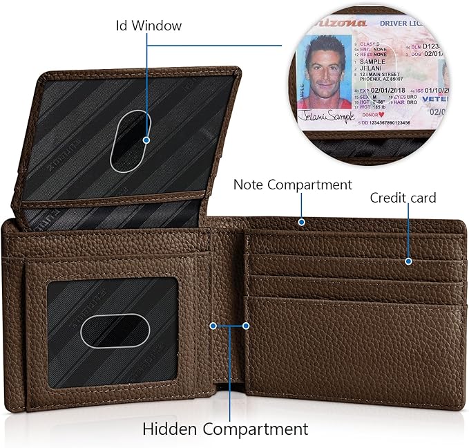 RUNBOX Wallet for Men Slim Rfid Leather 2 ID Window With Gift Box | Slim, Rfid, 2 ID Window, With Gift Box, Slim, Rfid