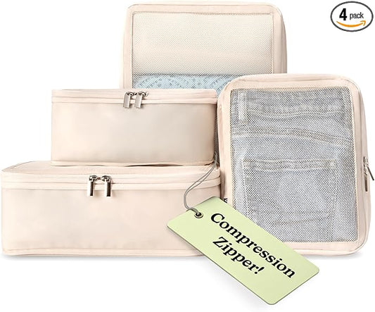 Vandel Space-Saving Compression Packing Cubes for Women and Men, Compressible Carry On Suitcase Organizer, Luggage Packing Cubes for Travel, Organizer Bags for Luggage and Backpacks