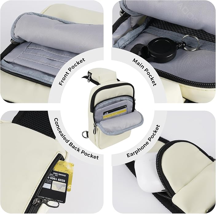 VADOO Sling Bag, Crossbody Bag with Zipper Lock, RFID Blocking & Water Resistant for Men and Women