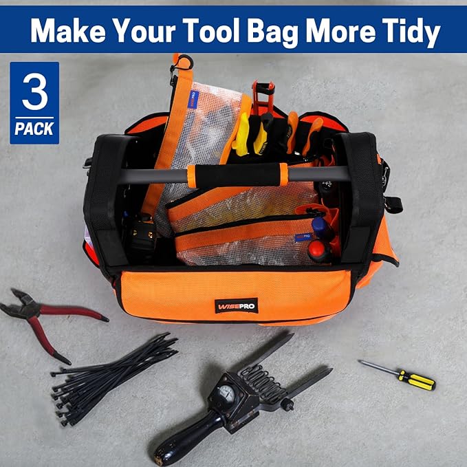 Zipper Tool Pouches, Multi-Purpose Utility Tool Bags Organizer for Small Hand Tools, Screws, Nails, Hardware, Pliers & Wrenches, Storage Pouch Set for Electricians, Plumbers, HVAC & Mechanics
