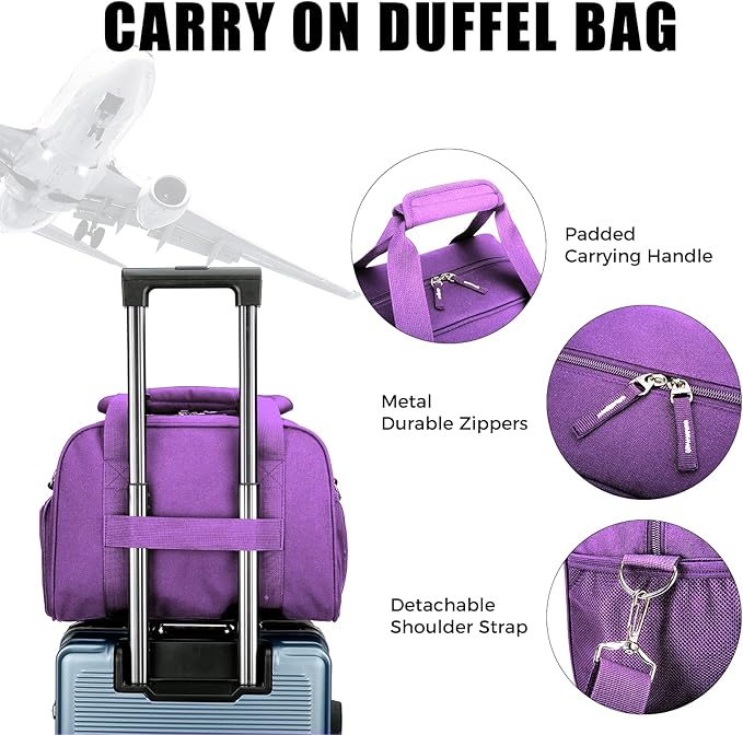 SeaRock 14 inch Small Gym Bag for Men & Women, Mini Duffle Bag with Shoe Compartment, Carry On Duffel Bag for Travel Sports, Purple