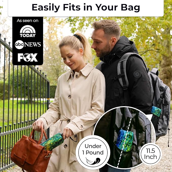 TUMELLA Strongest Windproof Travel Umbrella (Compact, Superior & Beautiful), Small, Wind-Tested, Light & Portable, Automatic Folding Rain Umbrella, Durable Premium Grip, Fits Car and Backpack