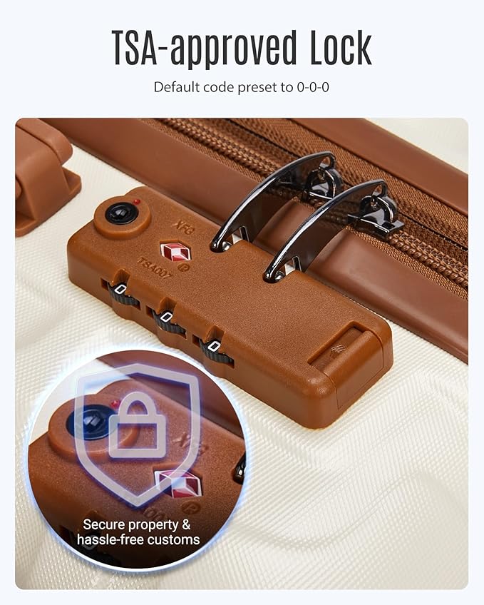 LIGHT FLIGHT Luggage Sets, Carry On Luggage 22x14x9 Airline Approved, Carry On Travel Bag Suitcases with Wheels, Expandable Hardside Lightweight Rolling with TSA Lock 2-Piece Set (DB/20),Beige