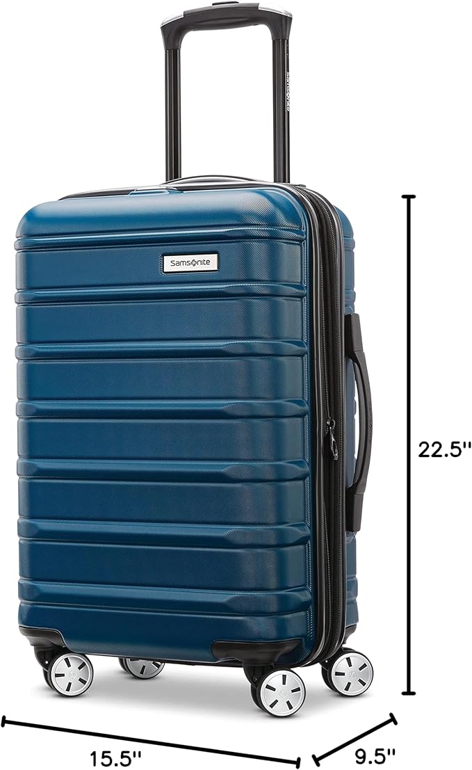 Samsonite Omni 2 Global Carry-On Spinner Luggage - Compact Size For International Travel - Airline-Approved - Features Expandable Polycarbonate Shell, 360° Wheels, USB Power Hub - Lagoon Blue