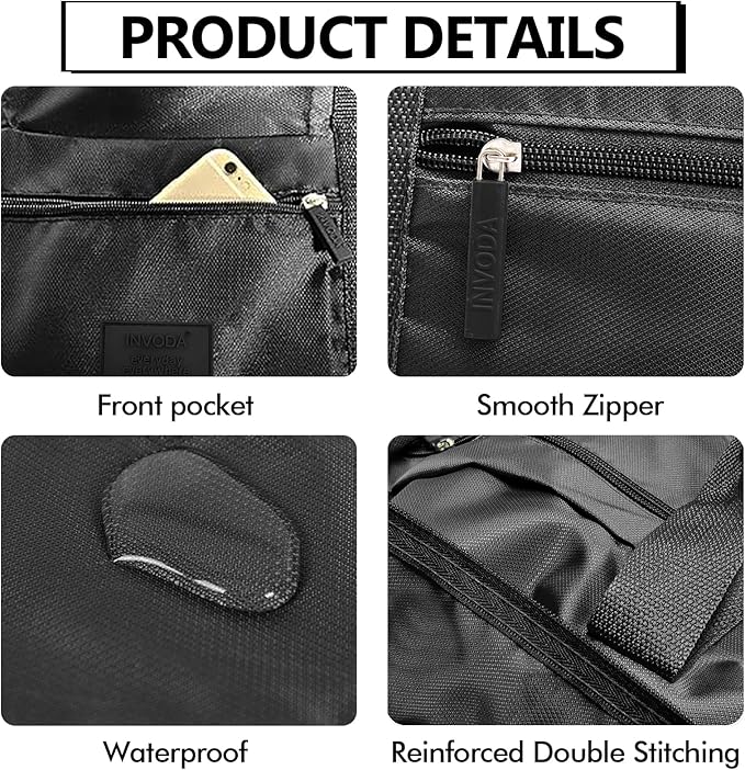 Travel Duffel Bag Lightweight Foldable Travel Bag for Women and Men Waterproof Tote Carry On Luggage Bag Weekender Overnight Bag (Black)