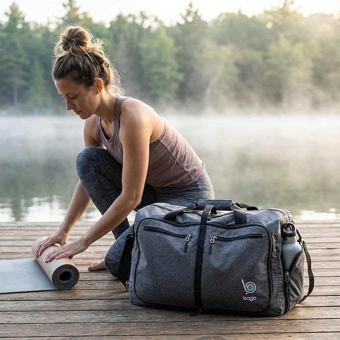 Bago Compact Duffle Bag for Travel Women & Men. Durable Lightweight Foldable Travel Duffel Bags For Traveling Women. 40L Duffle Bags a Reliable Weekender duffel or Overnight Bag With Shoe Compartment