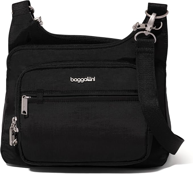 Baggallini Securtex Anti-theft Crossover Crossbody Bag 11”w X 8.5”h, Rfid, Built-in Wallet, Locking Zippers