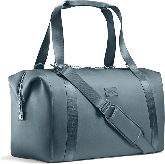 Fit & Fresh Neoprene Weekender Bag for Women – Carry-On Friendly Travel Duffel with Expandable Sides, Trolley Sleeve & Pockets – Lightweight, Water-Resistant Overnight Bag for Weekend Trips + Gym