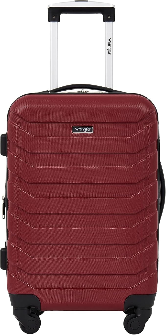Wrangler 4 Piece Miami Luggage and Packing Cubes Set, Red