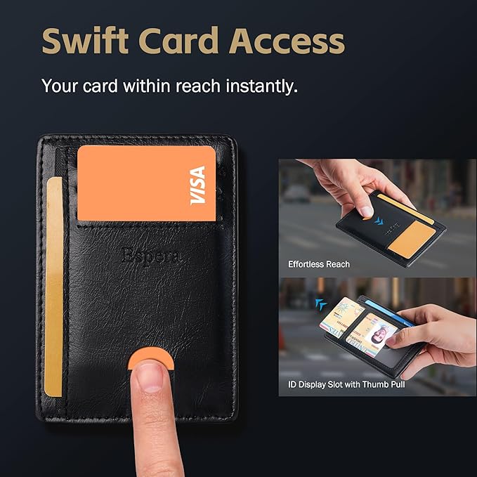 Espera Slim Minimalist Front Pocket Wallet for Men, RFID Blocking Credit Card Holder, Thin Travel ID Card Case, Gifts for Men