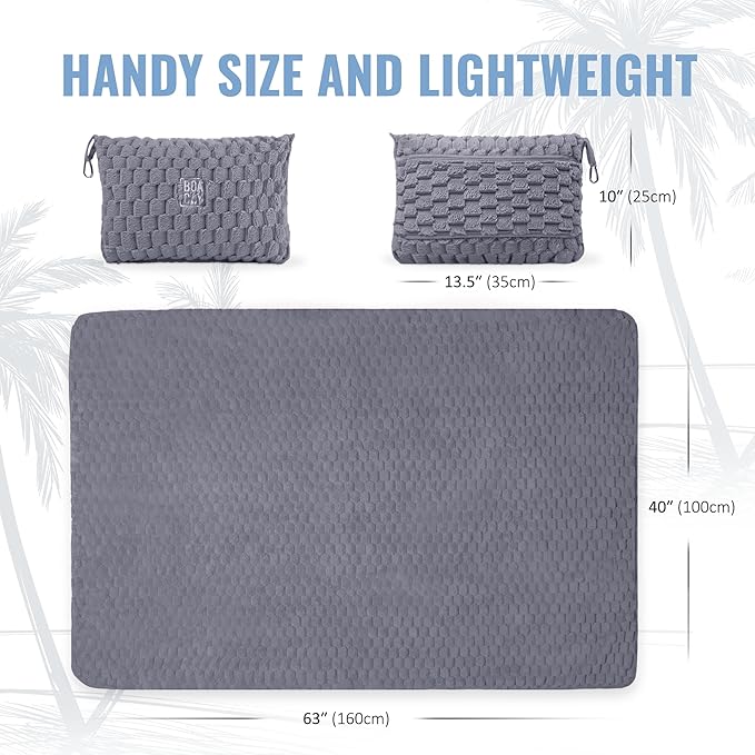 BOACAY Packable Travel Blanket for Airplane, Car - Compact Office Blanket - Portable Pillow for Adults, Kids with Case, Luggage Sleeve, Backpack Clip
