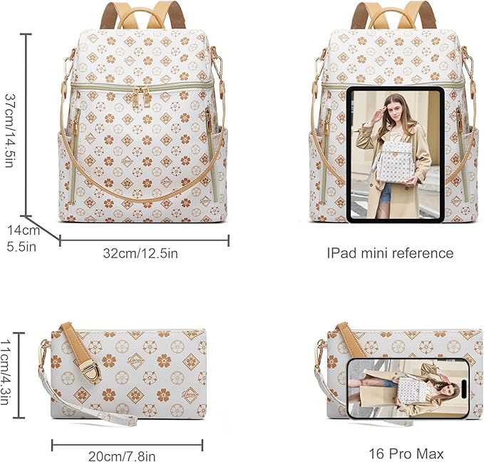 Makes Backpack Purse for Women PU Leather Travel Satchel Handbag Convertible Design Bag with Purse