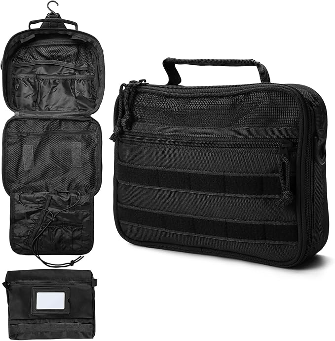 Mens Toiletry Travel Bag, Tactical Toiletry Bag for Men, Bathroom Hanging Travel Toiletry Bag for Men Shaving Hygiene Bag Travel Toiletry Organizer Short Trips Bag, Black