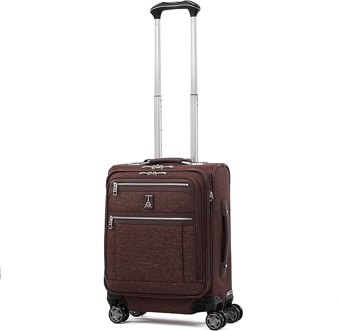 Travelpro Platinum Elite Softside Expandable Carry on Luggage, 8 Wheel Spinner Suitcase, USB Port, Men and Women, International, Bordeaux Red, Carry On 19-Inch