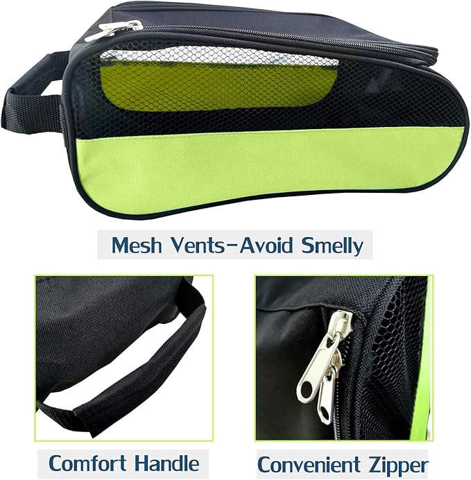 Outdoor Golf Shoes Bags Travel Shoes Bags Zippered Sport Shoes Bag (Green)