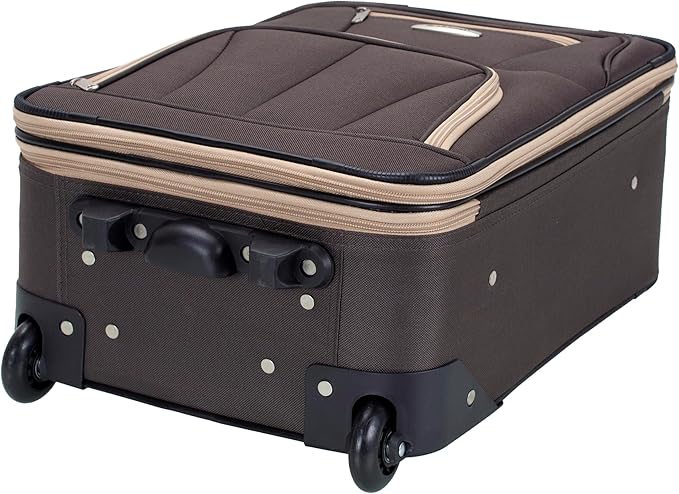 Rockland Fashion Softside Upright Luggage Set,'Expandable,Lightweight,Telescopic Handle,Wheel, Brown, 2-Piece (14/19)