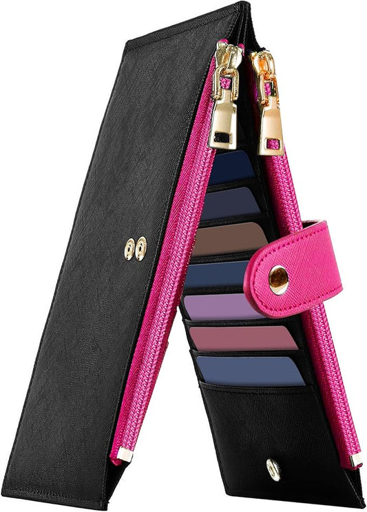 Travelambo RFID Wallet Women Bifold Multi Card Wallet Case with Zipper Pocke Credit Card Holder for Women
