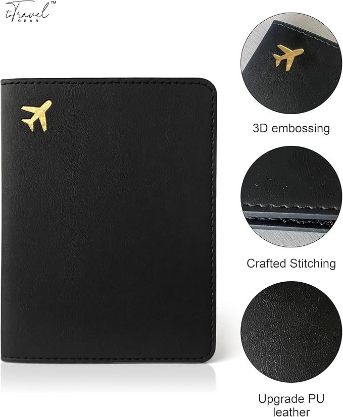 Passport Holder for Travel Essentials,RFID Blocking Passport Cover Case for Travel Accessories,Travel Wallet for Women Men (Black)
