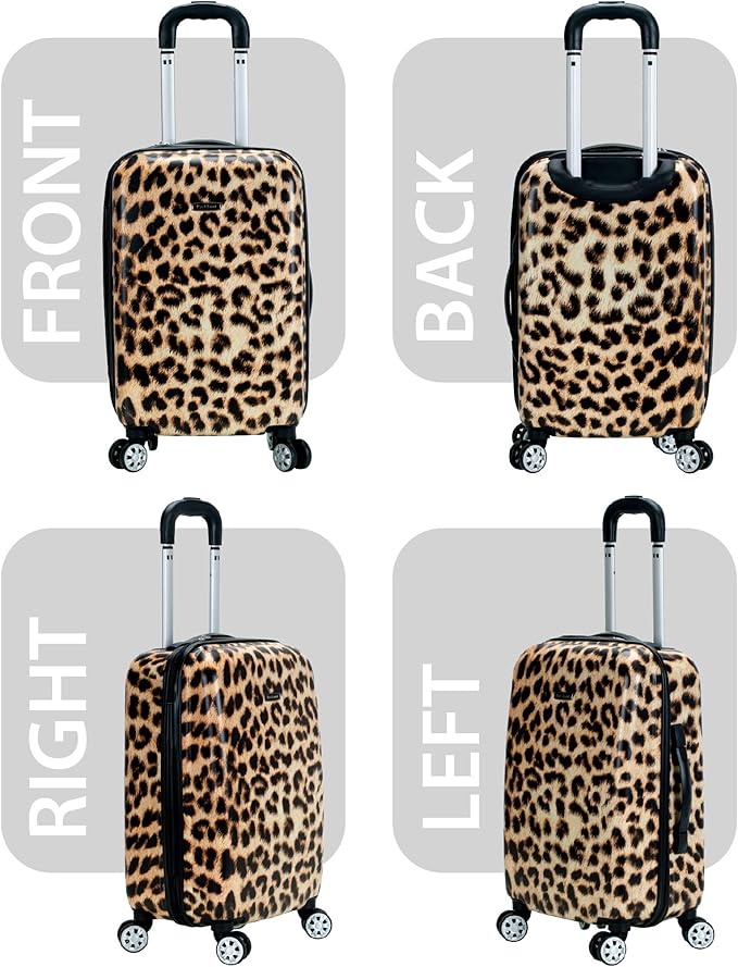 Rockland Safari Hardside Spinner Wheel Luggage, Leopard, 3 Piece (20"/24"/28")