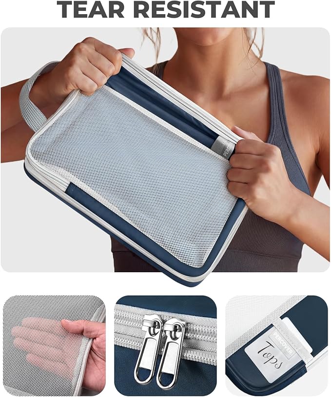 Percover Compression Packing Cubes 10-Piece Set, Packing Cubes Compression for Travel with Toiletry Bag, Laundry Bag & Shoe Bag, All-in-One Travel Organizer for Carry On & Checked Luggage, Navy Blue
