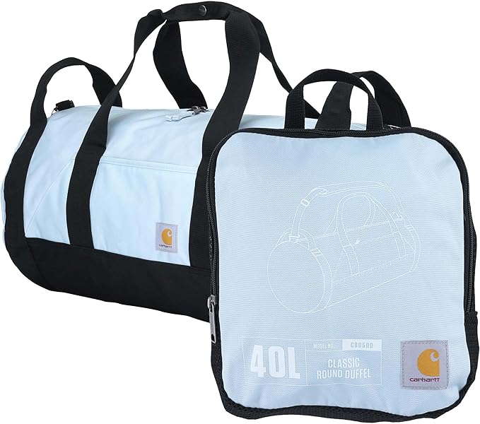 Carhartt Classic Round Duffel with Utility Pouch, Heavy-Duty, Water-Resistant Packable Gear Bag for Jobsite, Gym, and Travel