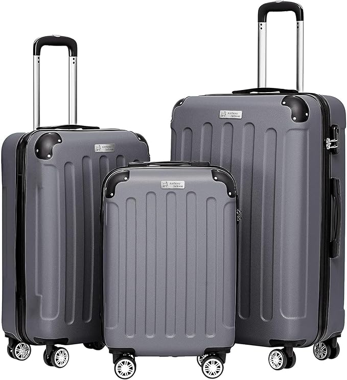 3 Piece ABS Luggage Set – Lightweight Suitcases with Spinner Wheels – 3 Different Sizes – TSA Lock – Hard Shell Travel Luggage for Men & Women