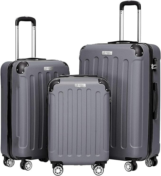 3 Piece ABS Luggage Set – Lightweight Suitcases with Spinner Wheels – 3 Different Sizes – TSA Lock – Hard Shell Travel Luggage for Men & Women