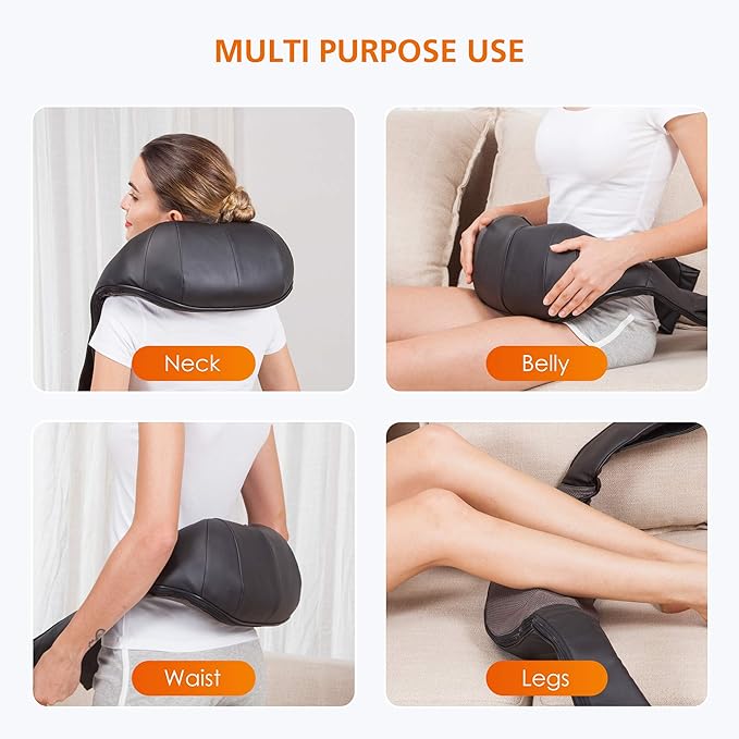 Snailax Neck Massager with Heat, Shiatsu Neck Back Massager for Pain Relief Deep Tissue, Knead Shoulder Massager Pillow for Back, Leg Muscle, Gifts for Dad