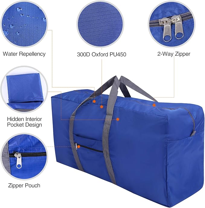 REDCAMP 100L Extra Large Duffle Bag, Water Resistant Lightweight Foldable Duffel Bag for Outdoor Camping, Dark Blue