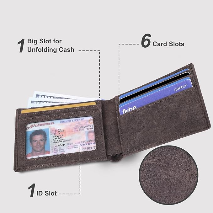 Chelmon Slim Wallet for Men ID Window with RFID Blocking Front Pocket Minimalist Bifold Bussiness Card Holder Gift for Men