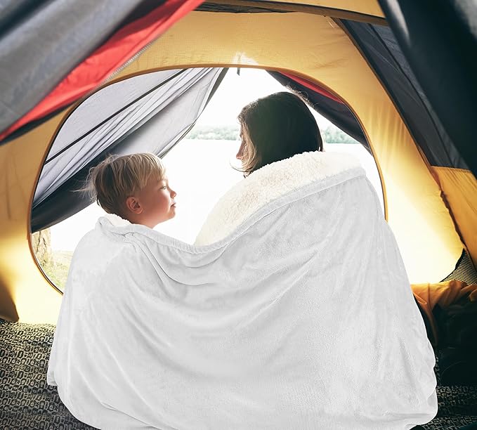 Utopia Bedding Sherpa Blanket California King Size (White, 102x96 Inches) - Soft Lightweight Plush Fleece Reversible Blanket for Bed, Sofa, Couch, Camping and Travel